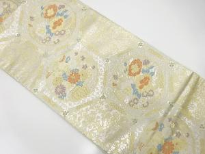 亀甲に花籠模様織出し袋帯